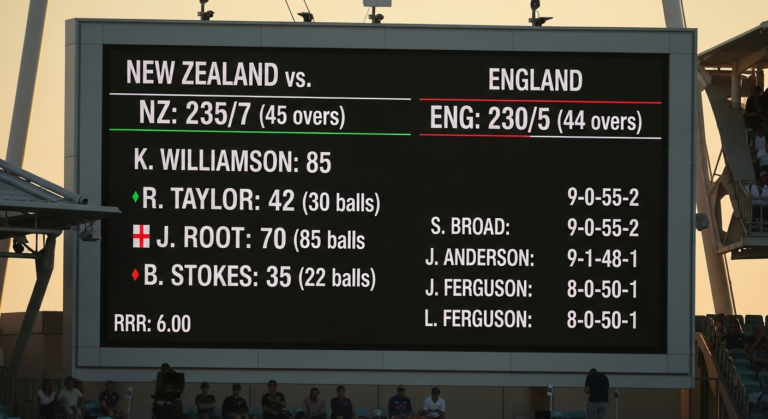 New Zealand National Cricket Team vs England Cricket Team Match Scorecard – Complete Guide